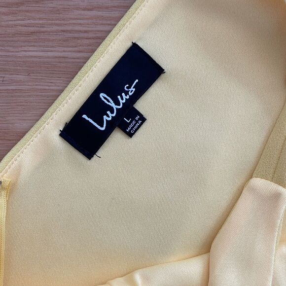 Lulus Yellow Fit and Flare Dress with Crochet Waist Size Large - Picture 6 of 9